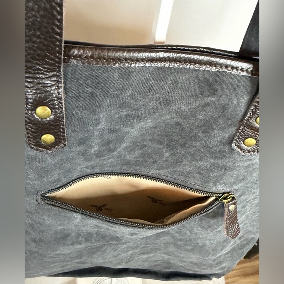 Anngoti Aztec Canvas Leather Tote Bag Western Boho Tapestry NWT - Picture 7 of 9